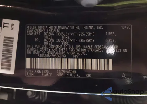 2021 Toyota Highlander Xle from USA, damaged, VIN 5TDGZRBH7MS068164